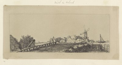 Paisaje con puente de madera y molino. Recueil de quatre-vingt-cinq estampes originales (título de la serie) de Pierre François Basan (workshop of)