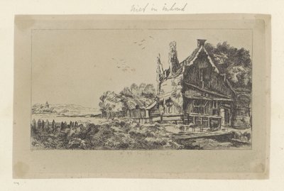 Paisaje con la casa de las tres chimeneas Recueil de quatre-vingt-cinq estampes originales (título de la serie) de Pierre François Basan (workshop of)