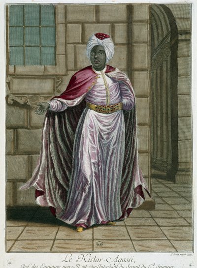 Retrato del Kistar-Agassi (jefe de los eunucos) - en “Colección de 100 grabados que representan diferentes naciones del Levante en 1707 y 1708” por órdenes de M. de Frriol, embajador del rey en la Porte y actualizado en 1712-13 por el cuidado de M. Le H de Pierre François Basan