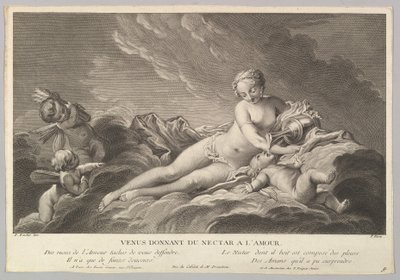 Venus Dando Néctar a Cupido, siglo XVIII de Pierre François Basan