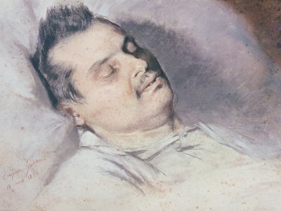 Honoré de Balzac (1799-1850) en su lecho de muerte, 15 de agosto de 1850 de Pierre François Eugène Giraud