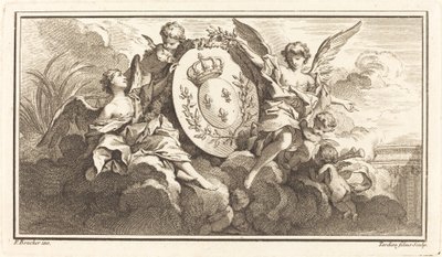 Escudo de armas real de Luis XV de Pierre François Tardieu or Jacques Nicolas Tardieu after François Boucher