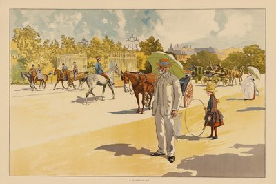 En la puerta del Bois de Boulogne, París (litografía en color) de Pierre Georges Jeanniot