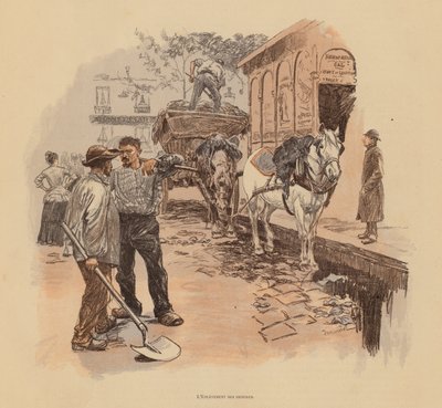 Barrenderos parisinos (litografía en color) de Pierre Georges Jeanniot