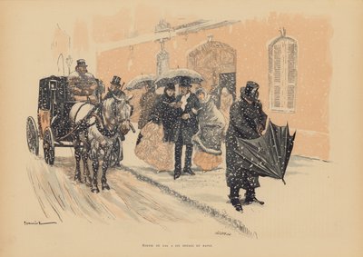 Parisinos saliendo de un baile a las seis de la mañana (litografía en color) de Pierre Georges Jeanniot
