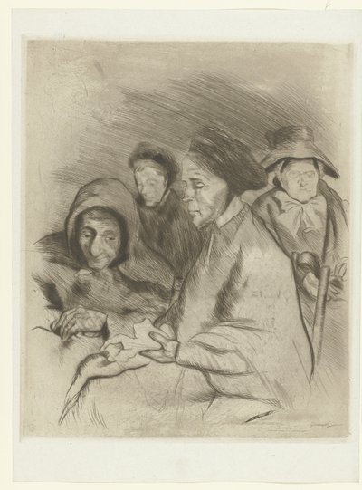 Vier oude vrouwen retratos de ancianas El juicio (título de la serie) de Pierre Georges Jeanniot
