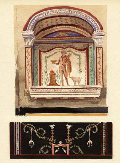 Pintura de nicho de larario dedicada a Hércules en un anexo (Casa del Cenacolo, V) de Pierre Gusman