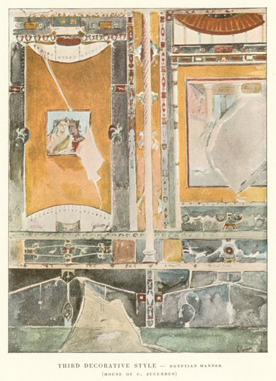 Tercer estilo decorativo, manera egipcia, Casa de C Jugundus de Pierre Gusman
