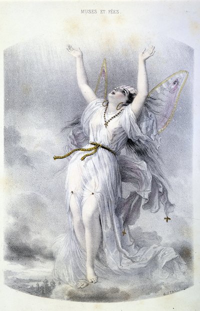 Hada: La Peri - en "Les femmes mythologiques", por Mery y Foelix, ilustración de G. Staal, ed. por Gouet de Pierre Gustave Eugene Staal