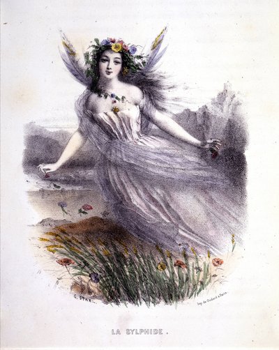 Hada: La sílfide - en “Les femmes mythologiques”, por Mery y Foelix, ilustrado por G. Staal, ed. por Gouet de Pierre Gustave Eugene Staal