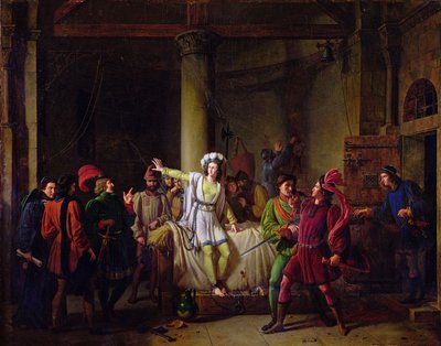Juana de Arco (c.1412-31) en la prisión de Rouen, 1819 de Pierre Henri Revoil