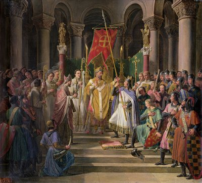 Felipe Augusto (1165-1223) Rey de Francia Tomando el Estandarte en San Denis, 24 de junio de 1190, 1841 de Pierre Henri Revoil