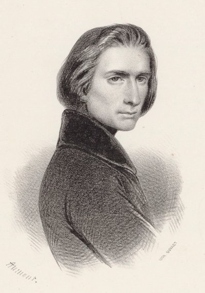 Retrato del compositor Franz Liszt de Pierre Hippolyte Aumont
