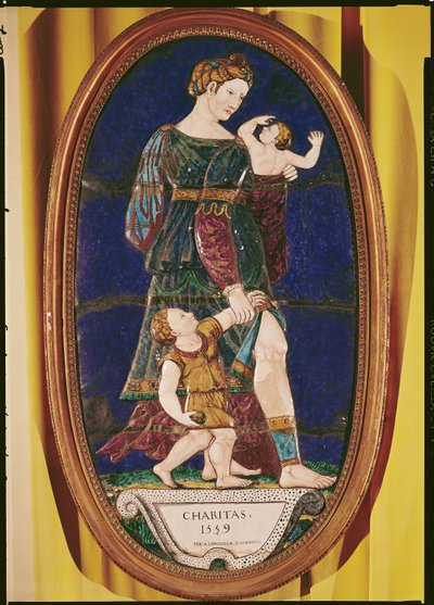 Placa que representa la Caridad, Limousin, 1559 de Pierre I Courteys