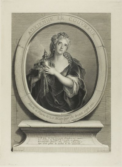 Retrato de Adrienne Le Couvreur de Pierre Imbert Drevet
