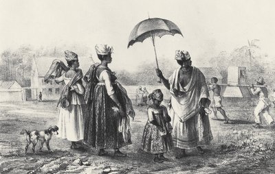 Comerciantes de esclavos con niños, de 