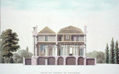 Sección transversal del castillo de Wannagem, cerca de Oudenarde, Bélgica, de 