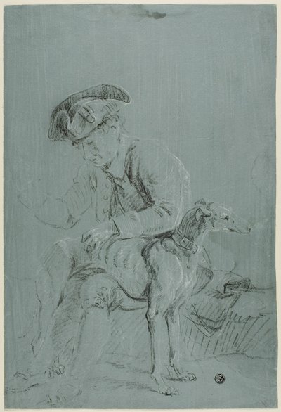 Hombre sentado con perro de Pierre Jacques Volaire
