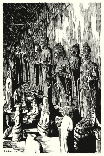 Una asamblea de Budas en un pasaje (grabado) de Pierre Jeannerat de Beerski