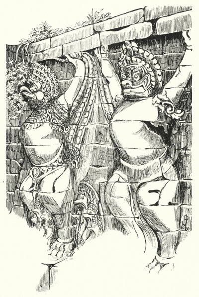 Garudas, Terraza de los Elefantes (grabado) de Pierre Jeannerat de Beerski