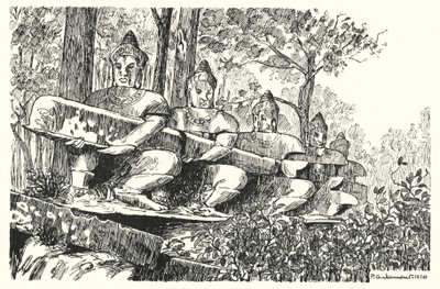 Gigantes de la balaustrada (grabado) de Pierre Jeannerat de Beerski