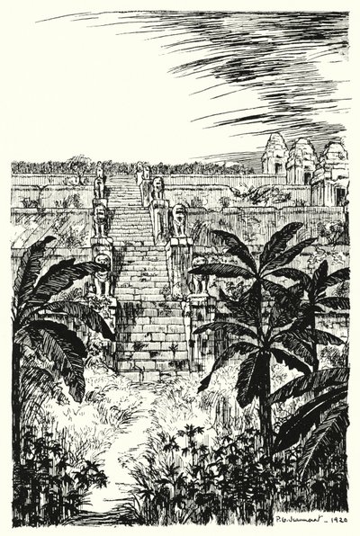 Escalera principal, Phnom Bakeng (grabado) de Pierre Jeannerat de Beerski