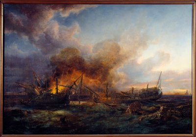 Combate del Supervisor y Quebec en 1779 de Pierre Julien Gilbert