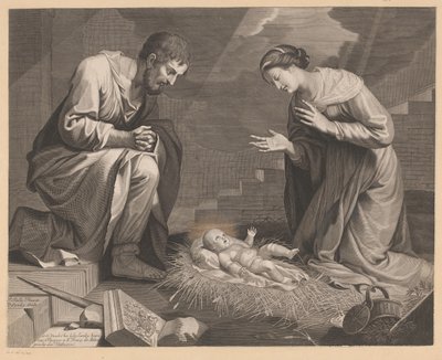 María y José en la Adoración del Niño Jesús de Pierre Landry