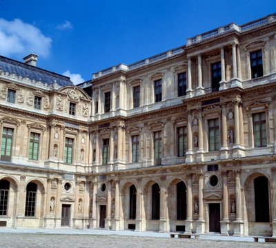 Vista del patio cuadrado en el Louvre (realizado por Pierre Lescot) de Pierre Lescot