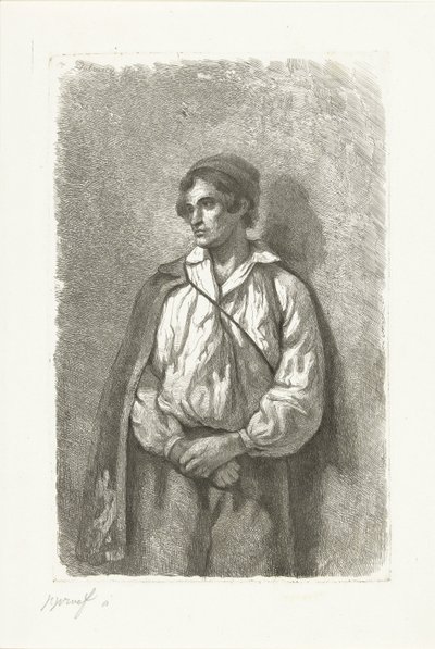 Retrato de un joven desconocido con sombrero y capa de Pierre Louis Dubourcq
