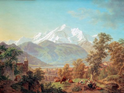 Le Mont-Blanc visto desde Sallanches al atardecer Pintura de Pierre Louis de la orilla (1753-1817) 1802 Museo de Arte e Historia de la Ciudad de Ginebra Suiza de Pierre Louis de La Rive