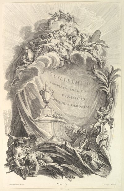 Frontispicio para la Tumba de Guillermo III, ca. 1736 de Pierre Louis de Surugue