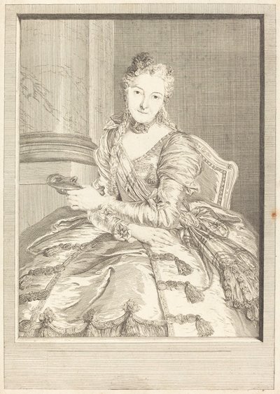 Mme. de M ... en traje de baile de Pierre Louis de Surugue after Charles Antoine Coypel