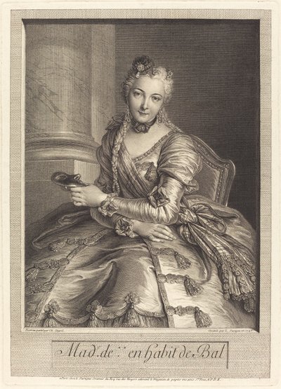 Mme. de M ... en traje de baile de Pierre Louis de Surugue after Charles Antoine Coypel