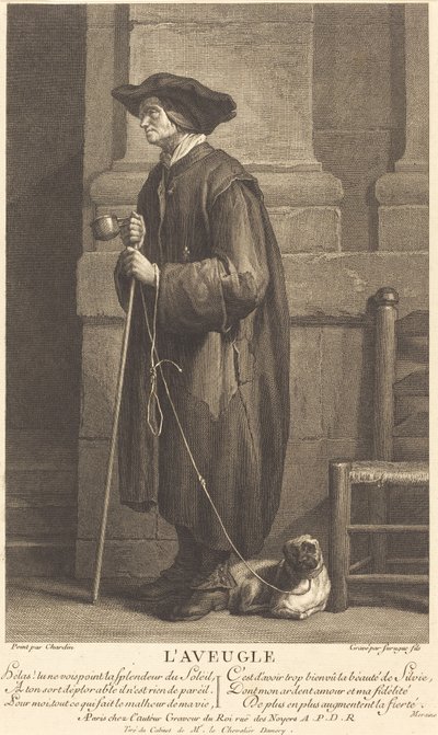 El mendigo ciego de Pierre Louis de Surugue after Jean Siméon Chardin
