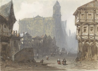 La Plaza del Mercado Viejo de Ruán de Pierre Luc Charles Ciceri
