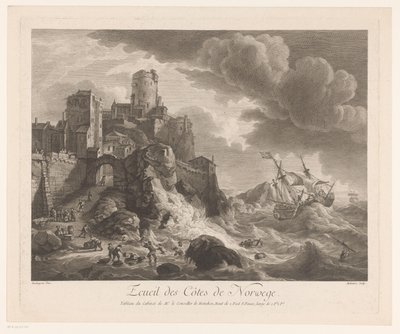 Costa de Noruega con marineros lavados Ecueil des Côtes de Norway (título sobre objeto) de Pierre Maloeuvre