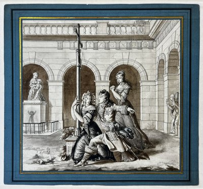 Luis XIV suplicando a Luisa de La Vallière en el convento carmelita de Chaillot de Pierre Maximilien Delafontaine