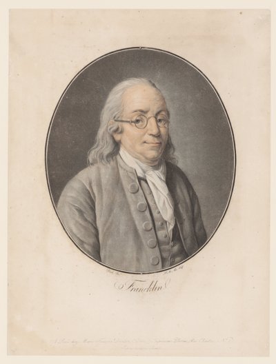 Retrato de Benjamín Franklin Franklin (título sobre el objeto) Colección de grandes hombres (título de la serie) de Pierre Michel Alix