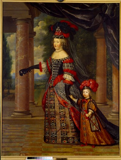 Retrato de María Teresa de Austria, Reina de Francia (1638 - 1683) y el Gran Delfín de Pierre Mignard