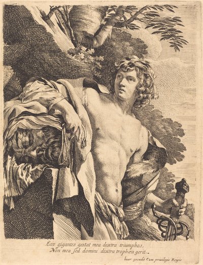 David con la cabeza de Goliat de Pierre Mignard I after Simon Vouet