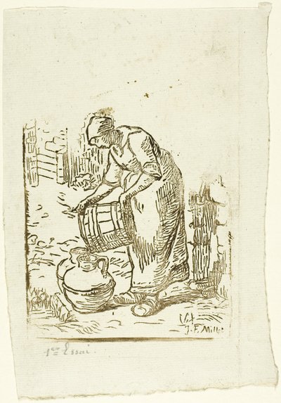 Mujer llenando regaderas de Pierre Millet