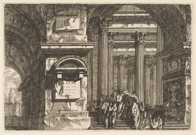 Escena funeraria en un templo, ca. 1760 de Pierre Moreau