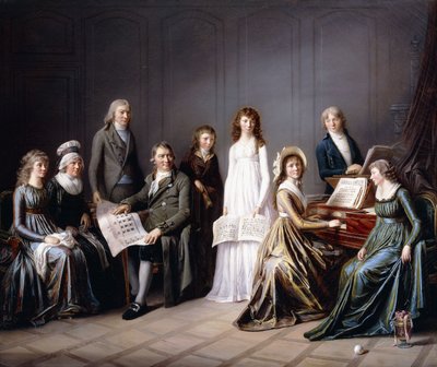 Retrato de Johann Burki, Comisario General del Cantón de Berna, y su familia de Pierre Nicolas Legrand