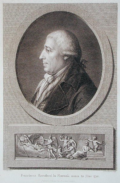 Retrato de Francesco Bartolozzi (1727-1815) grabado por Jacques Brouillard (1744-1806) de Pierre Noel Violet