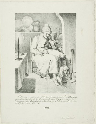 Boceto de Jean-Jacques Rousseau (anverso); Escena de bosque (reverso) de Pierre Nolasque Bergeret