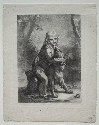 Niño con un perro de Pierre Paul Prud