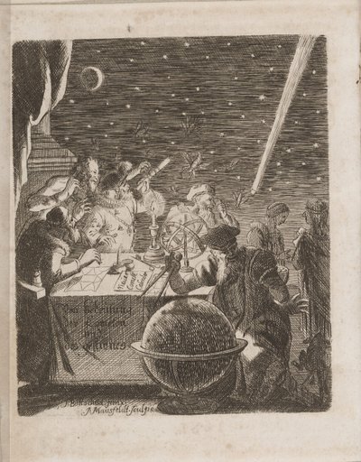 Observando los cielos en la era de Galileo. De: Von Bedeutung der Cometen de Pierre Petit