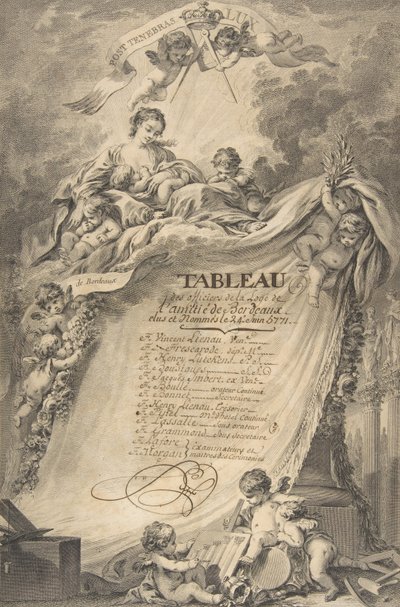 Diploma para los masones de Burdeos, después de François Boucher de Pierre Philippe Choffard