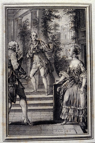 La Confidente sin saber o el Estratagema - en “Cuentos y nuevas en verso” de Jean La Fontaine. 1776. Ilustración de P.P. Choffard. de Pierre Philippe Choffard